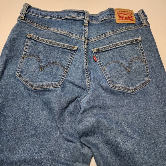 Levi's Medium Wash Stretch Denim Button Fly Wedgie Straight Jeans - Picture 3 of 9